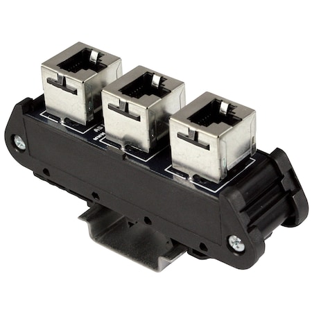 Asi 3 Port RJ45 DIN Rail Mounted Patch Panel, Shielded 16013